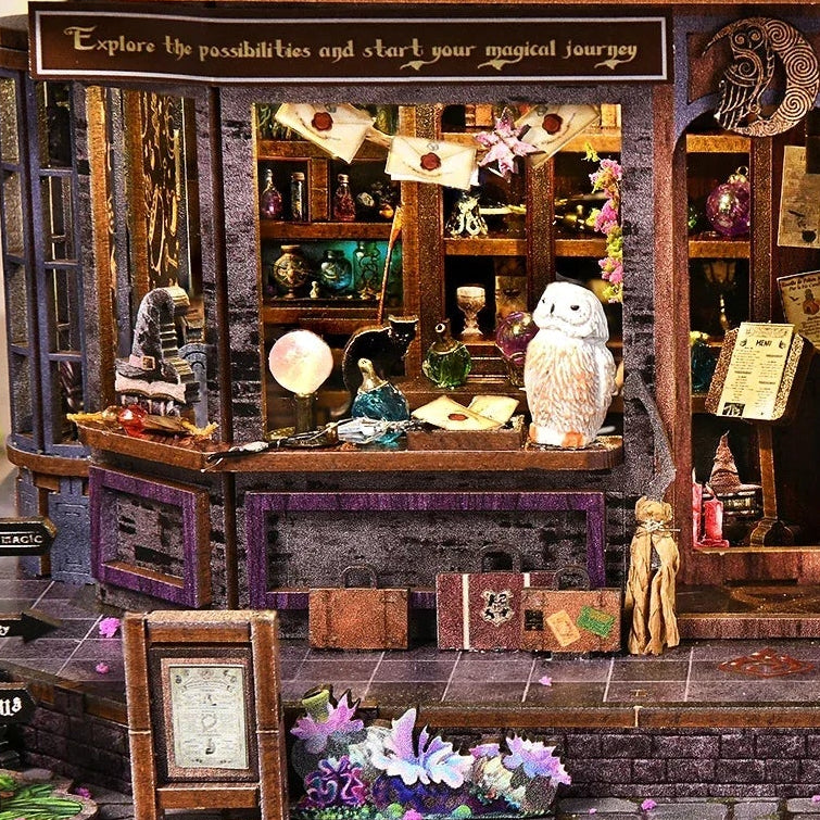 An owl keeping watch over the apothecary.