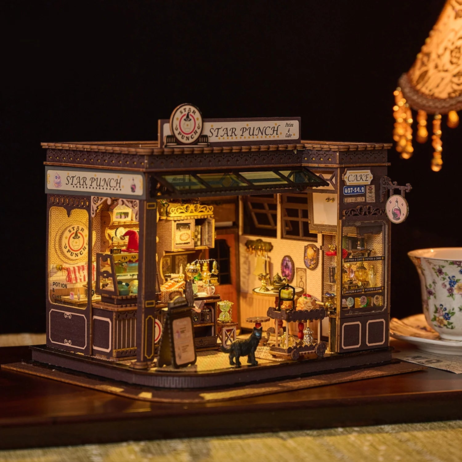 Magic Coffee Cottage DIY Book Nook Kit by HiNooki – Miniature Bookshelf Insert | Book Lovers Gift, Cozy Home Decor.
