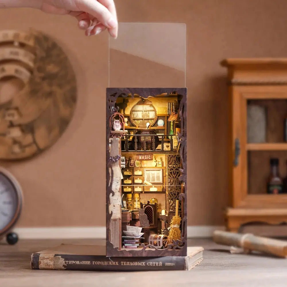 Magic Pharmacist DIY Book Nook Kit by HiNooki – Miniature Bookshelf Insert | Book Lovers Gift, Cozy Home Decor.