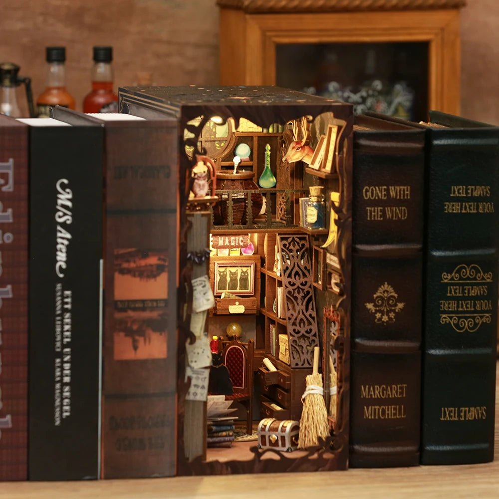 Magic Pharmacist DIY Book Nook Kit by HiNooki – Miniature Bookshelf Insert | Book Lovers Gift, Cozy Home Decor.