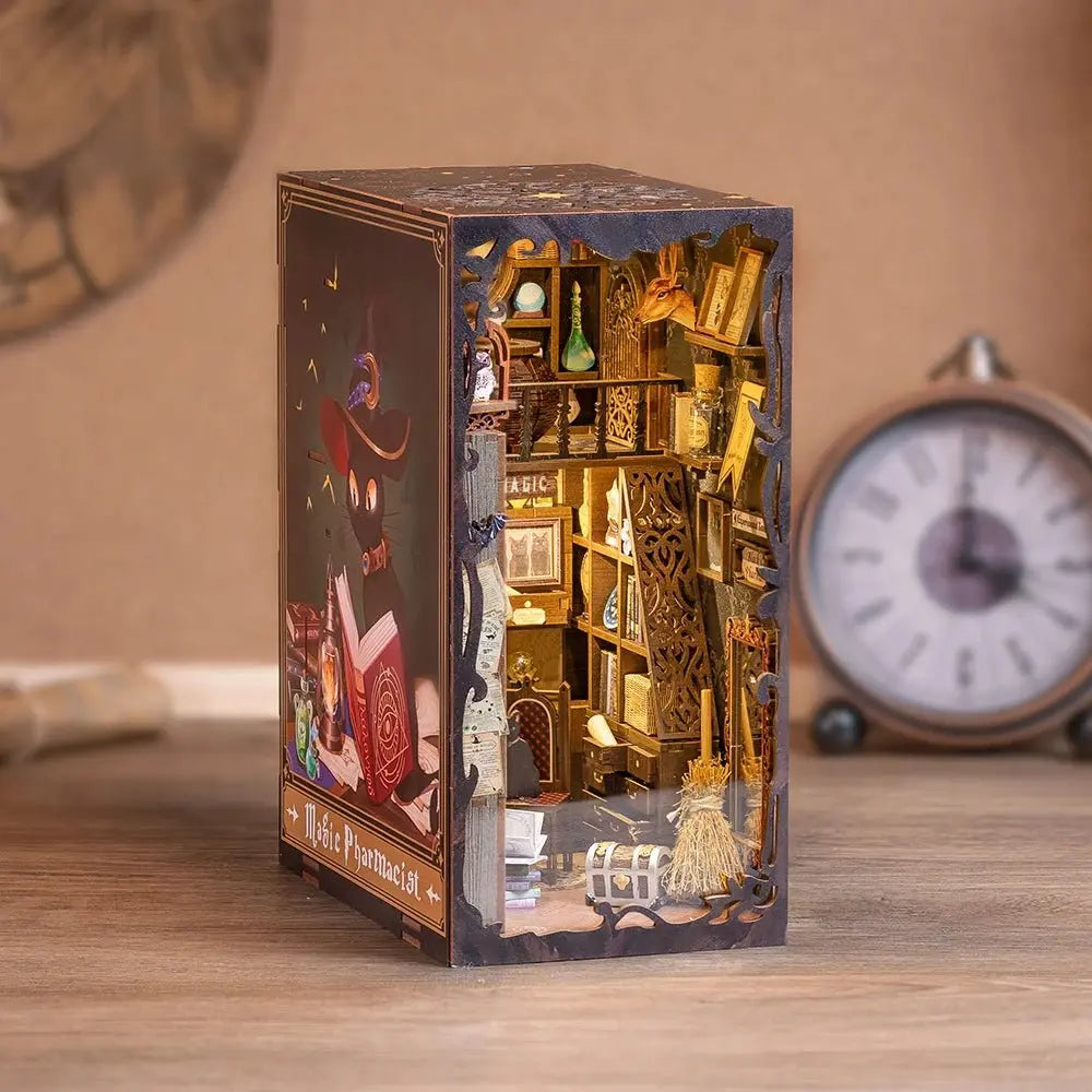 Magic Pharmacist DIY Book Nook Kit by HiNooki – Miniature Bookshelf Insert | Book Lovers Gift, Cozy Home Decor.