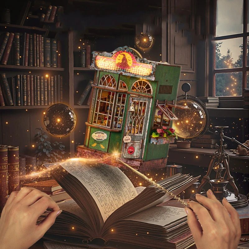 Magic Shop DIY Book Nook Kit by HiNooki – Miniature Bookshelf Insert | Book Lovers Gift, Cozy Home Decor.