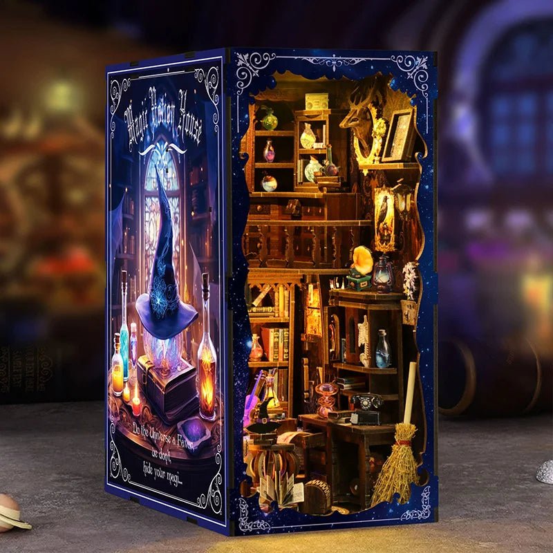 Magic Study House DIY Book Nook Kit by HiNooki – Miniature Bookshelf Insert | Book Lovers Gift, Cozy Home Decor.