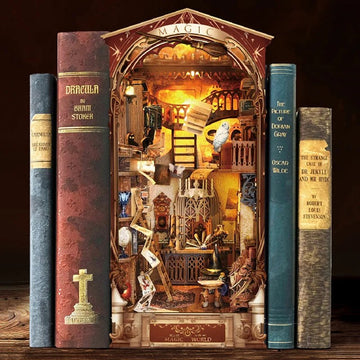 Magic World DIY Book Nook Kit by HiNooki – Miniature Bookshelf Insert | Book Lovers Gift, Cozy Home Decor.