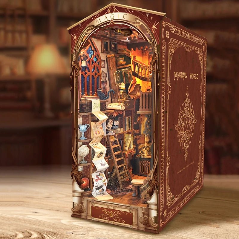 Magic World DIY Book Nook Kit by HiNooki – Miniature Bookshelf Insert | Book Lovers Gift, Cozy Home Decor.