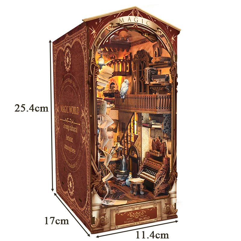 Magic World DIY Book Nook Kit by HiNooki – Miniature Bookshelf Insert | Book Lovers Gift, Cozy Home Decor.