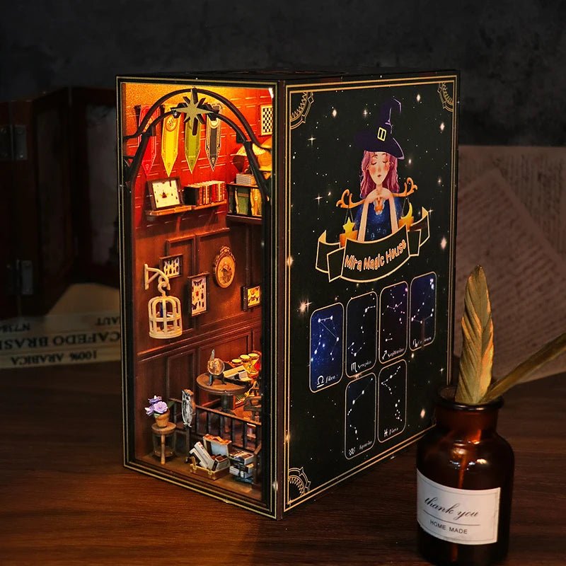 Mira Magic House DIY Book Nook Kit by HiNooki – Miniature Bookshelf Insert | Book Lovers Gift, Cozy Home Decor.