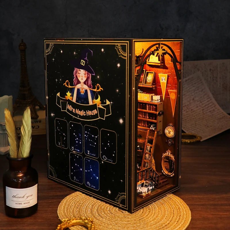 Mira Magic House DIY Book Nook Kit by HiNooki – Miniature Bookshelf Insert | Book Lovers Gift, Cozy Home Decor.