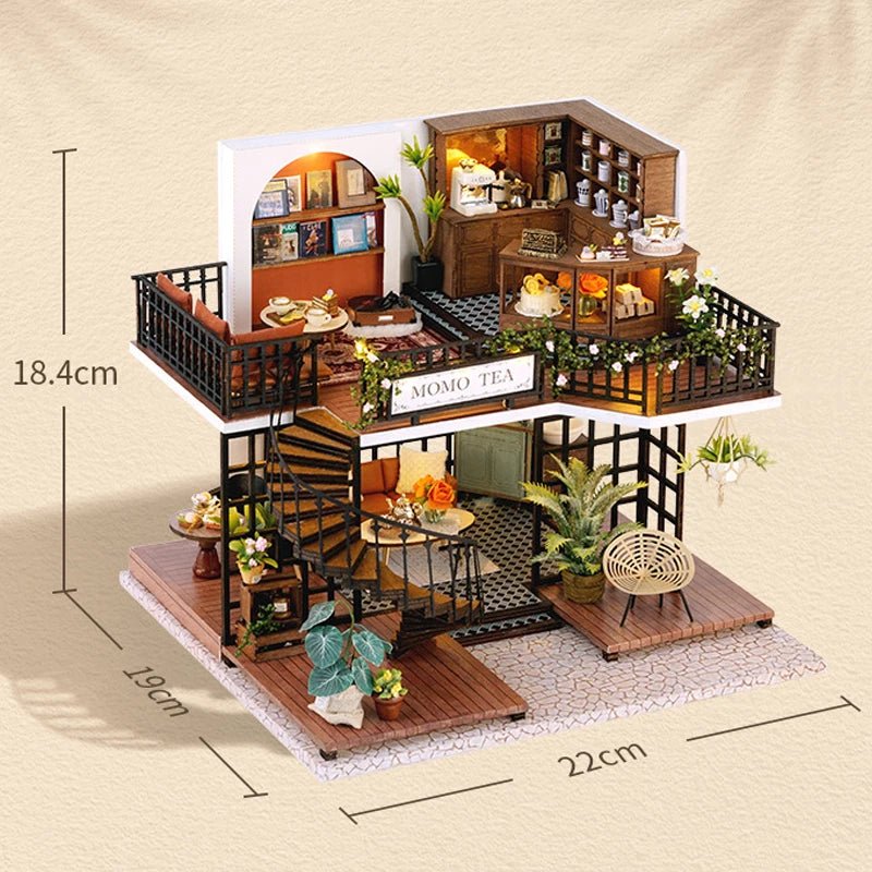 MOMO Tea DIY Book Nook Kit by HiNooki – Miniature Bookshelf Insert | Book Lovers Gift, Cozy Home Decor.