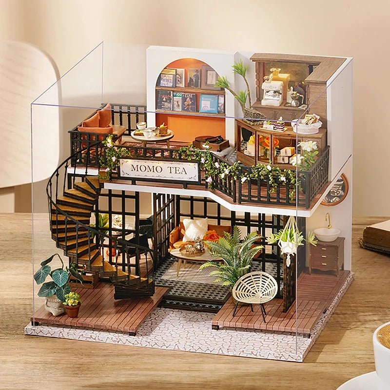 MOMO Tea DIY Book Nook Kit by HiNooki – Miniature Bookshelf Insert | Book Lovers Gift, Cozy Home Decor.
