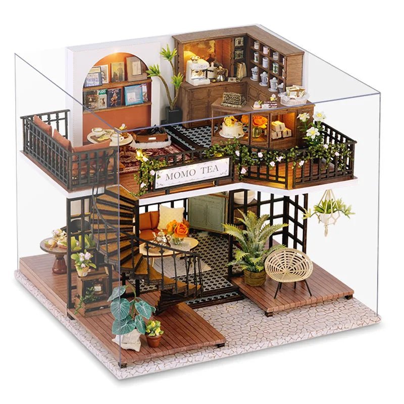 MOMO Tea DIY Book Nook Kit by HiNooki – Miniature Bookshelf Insert | Book Lovers Gift, Cozy Home Decor.