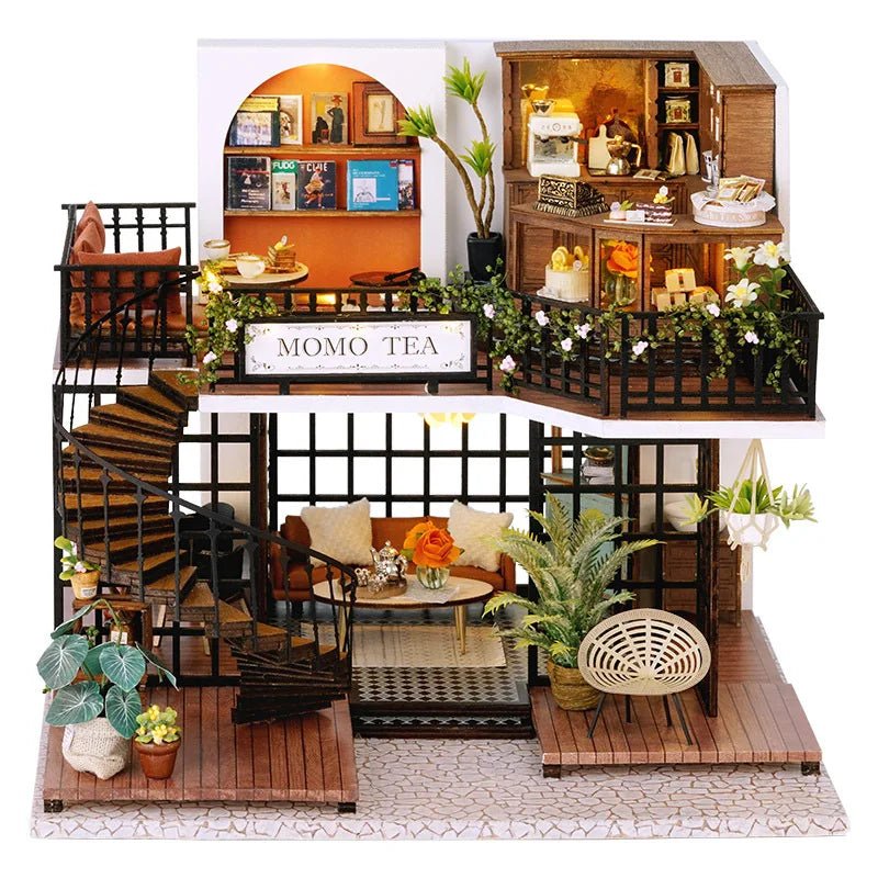 MOMO Tea DIY Book Nook Kit by HiNooki – Miniature Bookshelf Insert | Book Lovers Gift, Cozy Home Decor.