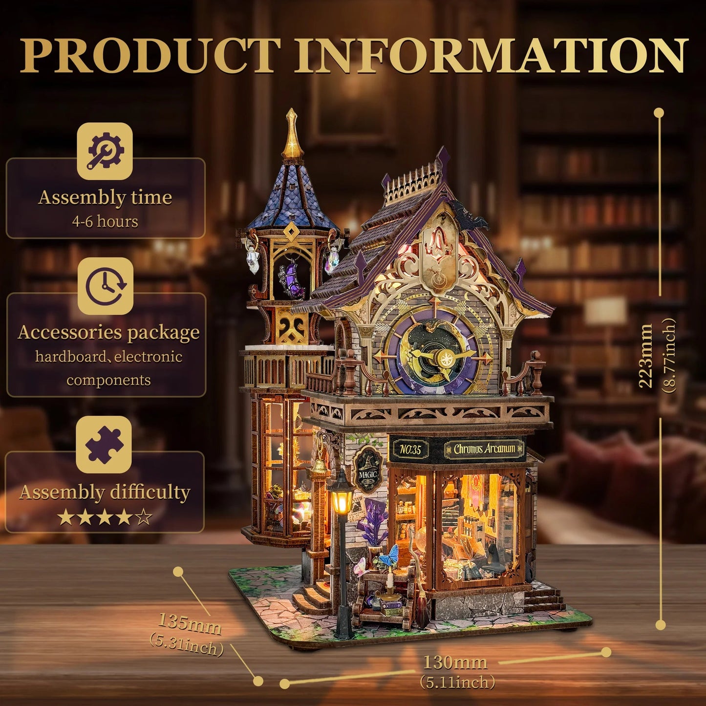 HiNooki - Moonlit Clock CottageBook Nook