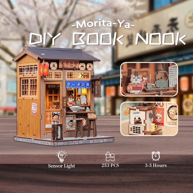 Morita-Ya DIY Book Nook Kit by HiNooki – Miniature Bookshelf Insert | Book Lovers Gift, Cozy Home Decor.