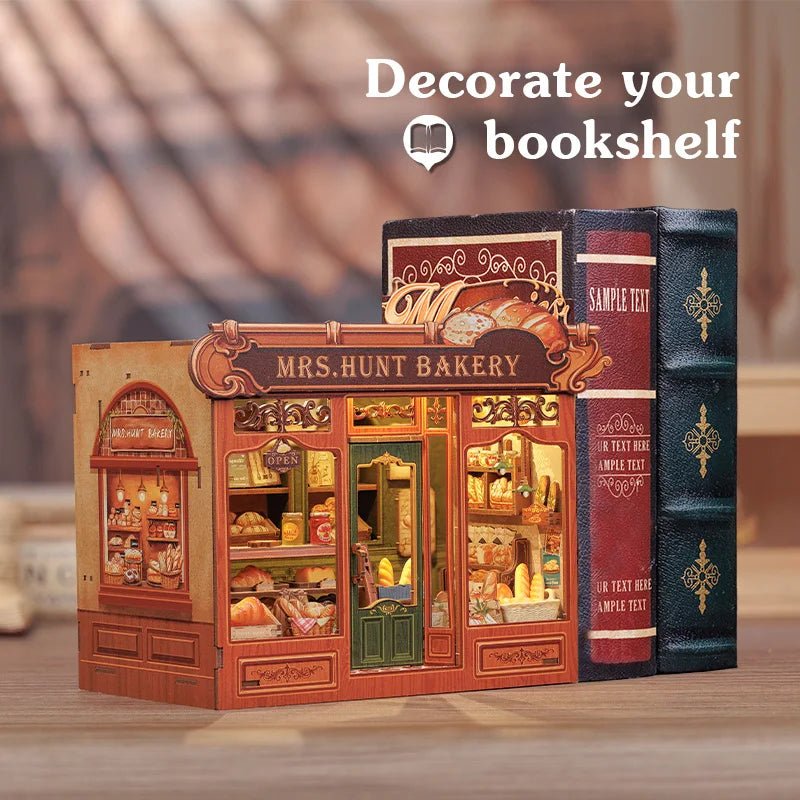 Mrs Hunt Bakery DIY Book Nook Kit by HiNooki – Miniature Bookshelf Insert | Book Lovers Gift, Cozy Home Decor.