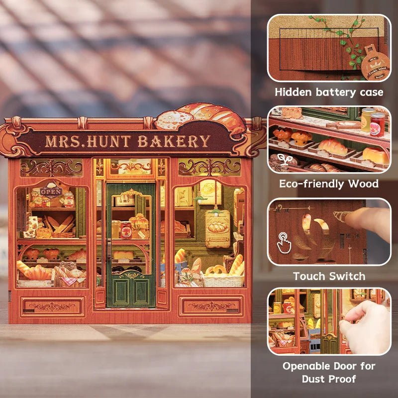 Mrs Hunt Bakery DIY Book Nook Kit by HiNooki – Miniature Bookshelf Insert | Book Lovers Gift, Cozy Home Decor.