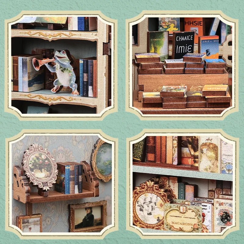 Muse Bookstore DIY Book Nook Kit by HiNooki – Miniature Bookshelf Insert | Book Lovers Gift, Cozy Home Decor.