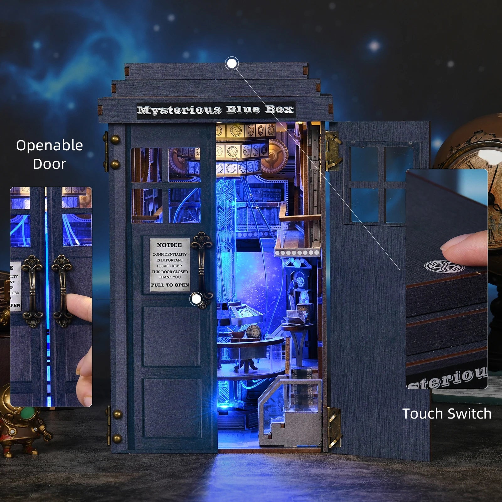 Mysterious Blue Box – DIY book nook kit, HiNooki (image 4)