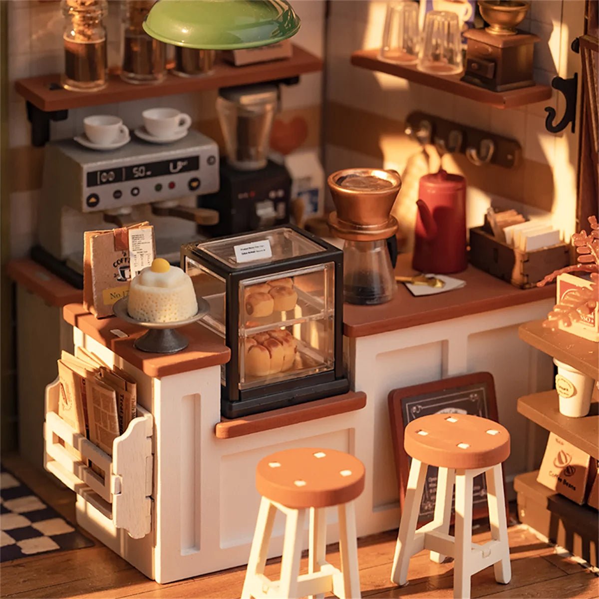 NO.17 Cafe DIY Book Nook Kit by HiNooki – Miniature Bookshelf Insert | Book Lovers Gift, Cozy Home Decor.