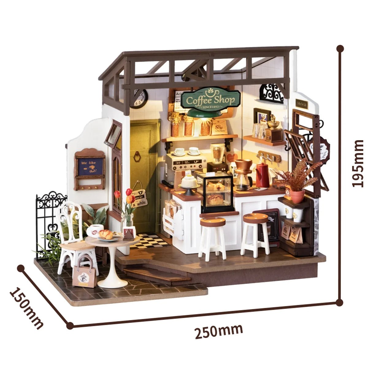 NO.17 Cafe DIY Book Nook Kit by HiNooki – Miniature Bookshelf Insert | Book Lovers Gift, Cozy Home Decor.