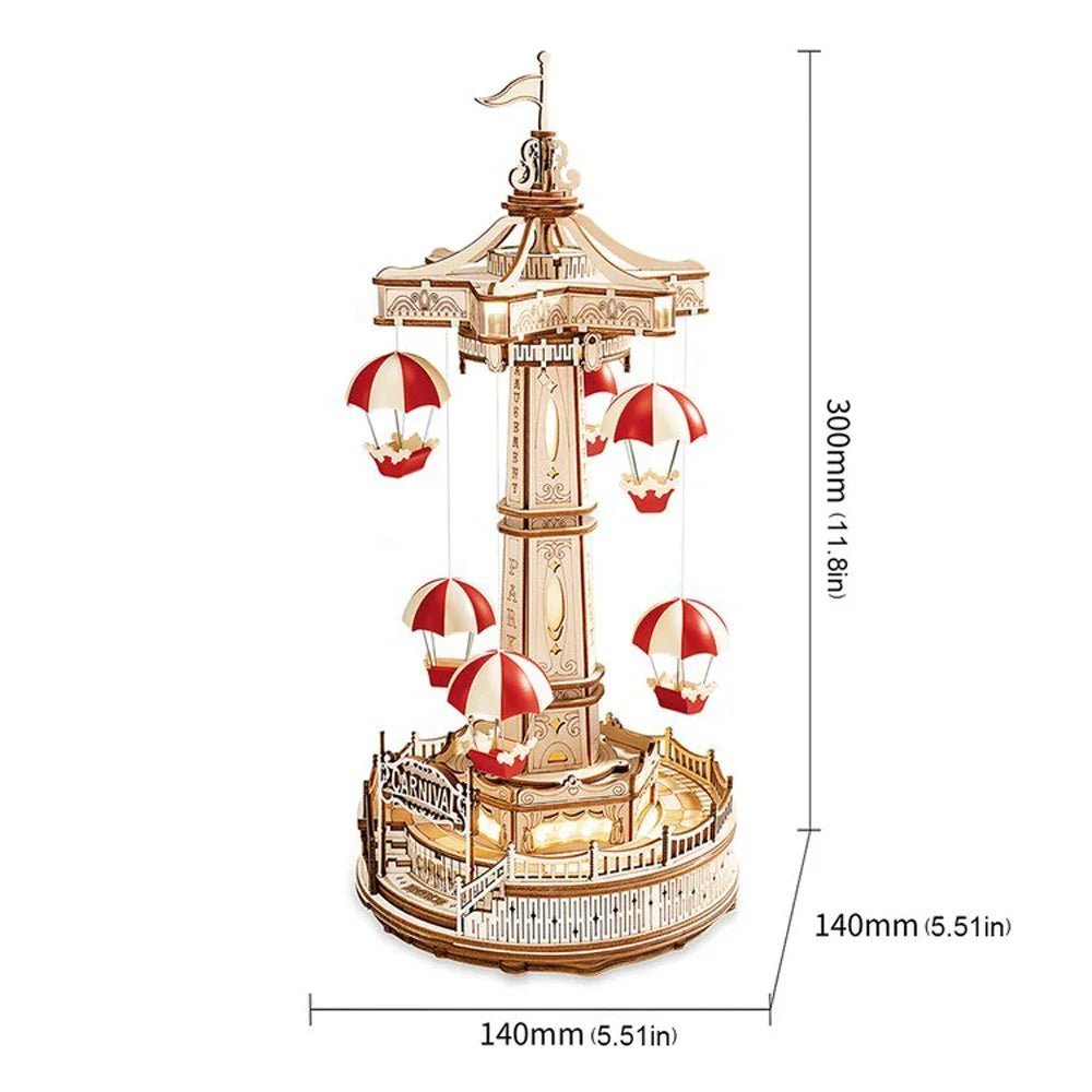 Parachute Tower – 3D wooden puzzle kit, HiNooki (image 5)