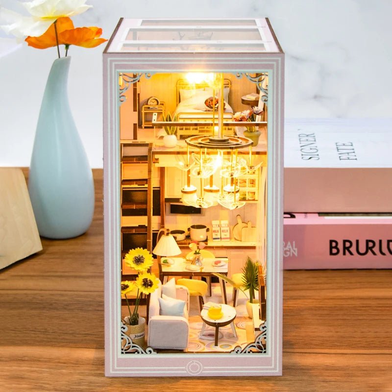 Pink Loft DIY Book Nook Kit by HiNooki – Miniature Bookshelf Insert | Book Lovers Gift, Cozy Home Decor.