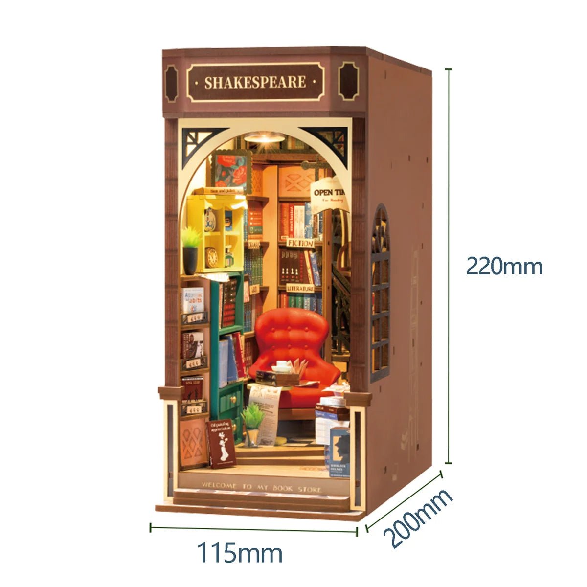 Retro Bookstore DIY Book Nook Kit by HiNooki – Miniature Bookshelf Insert | Book Lovers Gift, Cozy Home Decor.