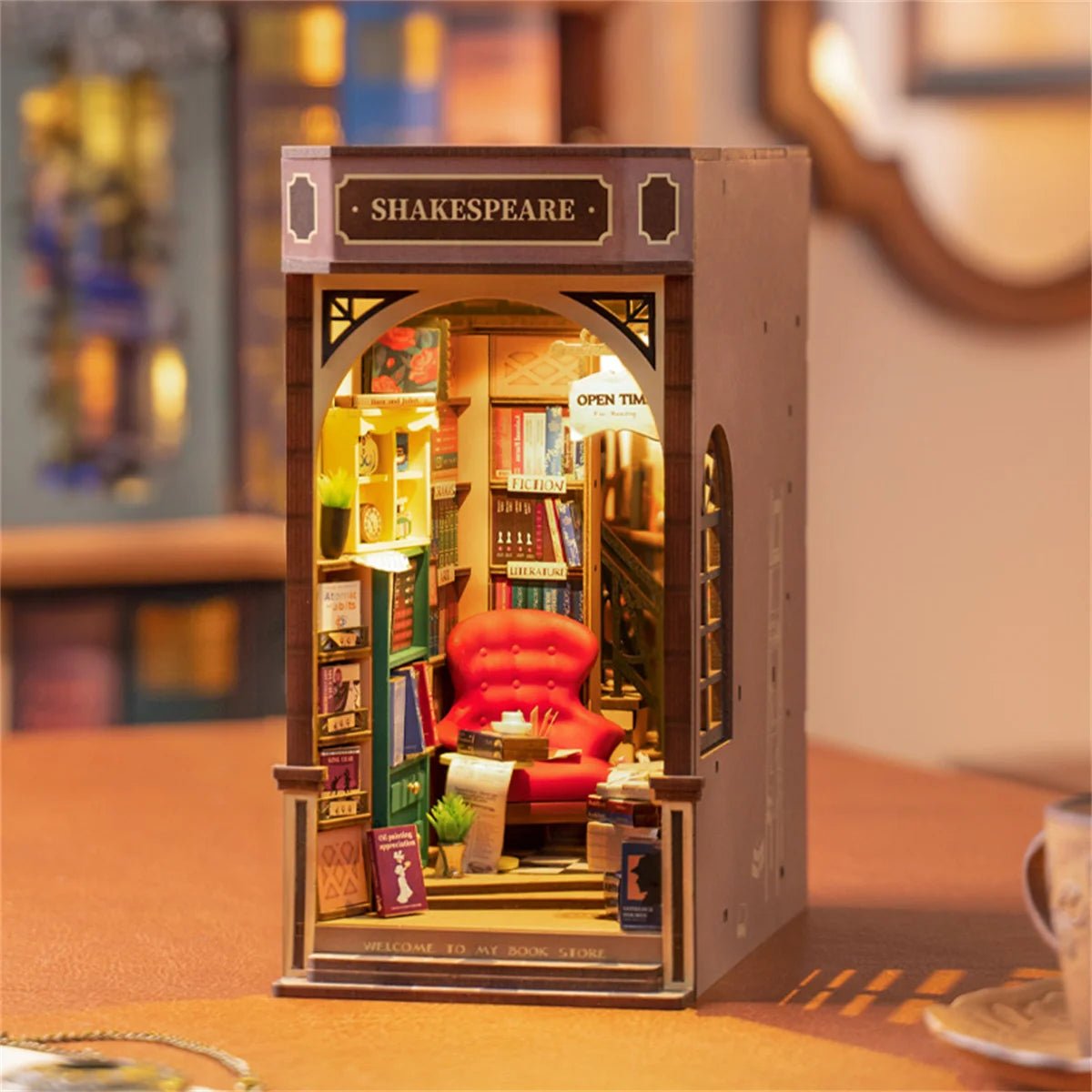 Retro Bookstore DIY Book Nook Kit by HiNooki – Miniature Bookshelf Insert | Book Lovers Gift, Cozy Home Decor.