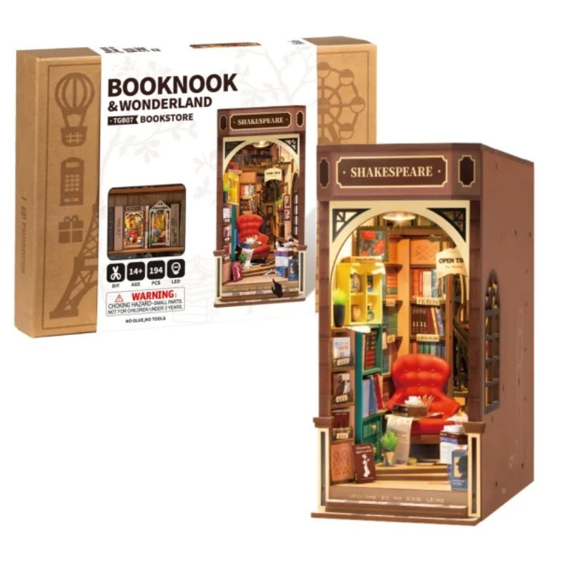 Retro Bookstore DIY Book Nook Kit by HiNooki – Miniature Bookshelf Insert | Book Lovers Gift, Cozy Home Decor.