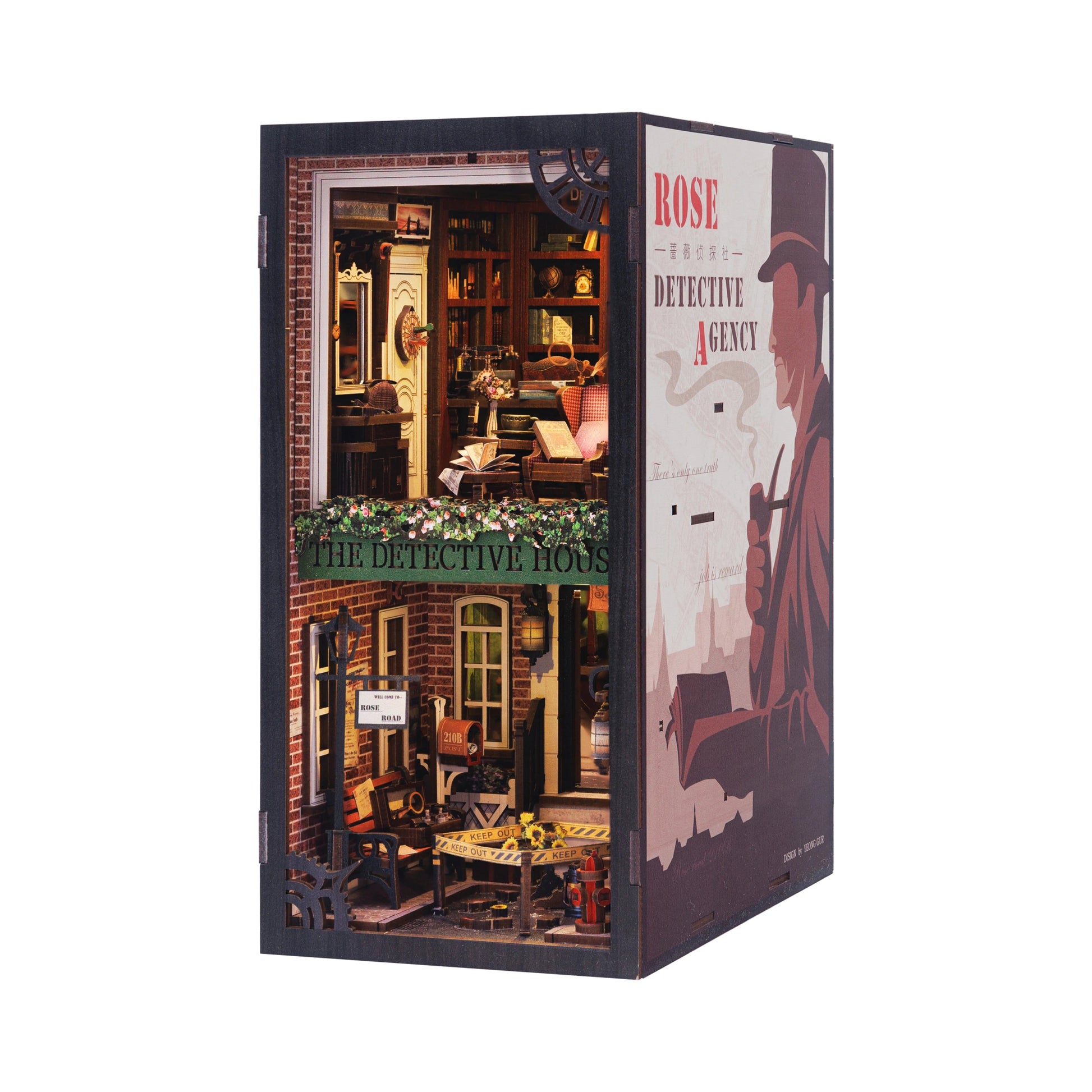 Rose Detective Agency DIY Book Nook Kit by HiNooki – Miniature Bookshelf Insert | Book Lovers Gift, Cozy Home Decor.