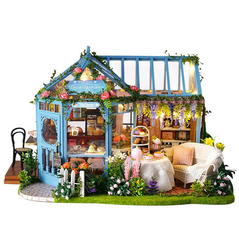 Rose Garden Tea House DIY Book Nook Kit by HiNooki – Miniature Bookshelf Insert | Book Lovers Gift, Cozy Home Decor.