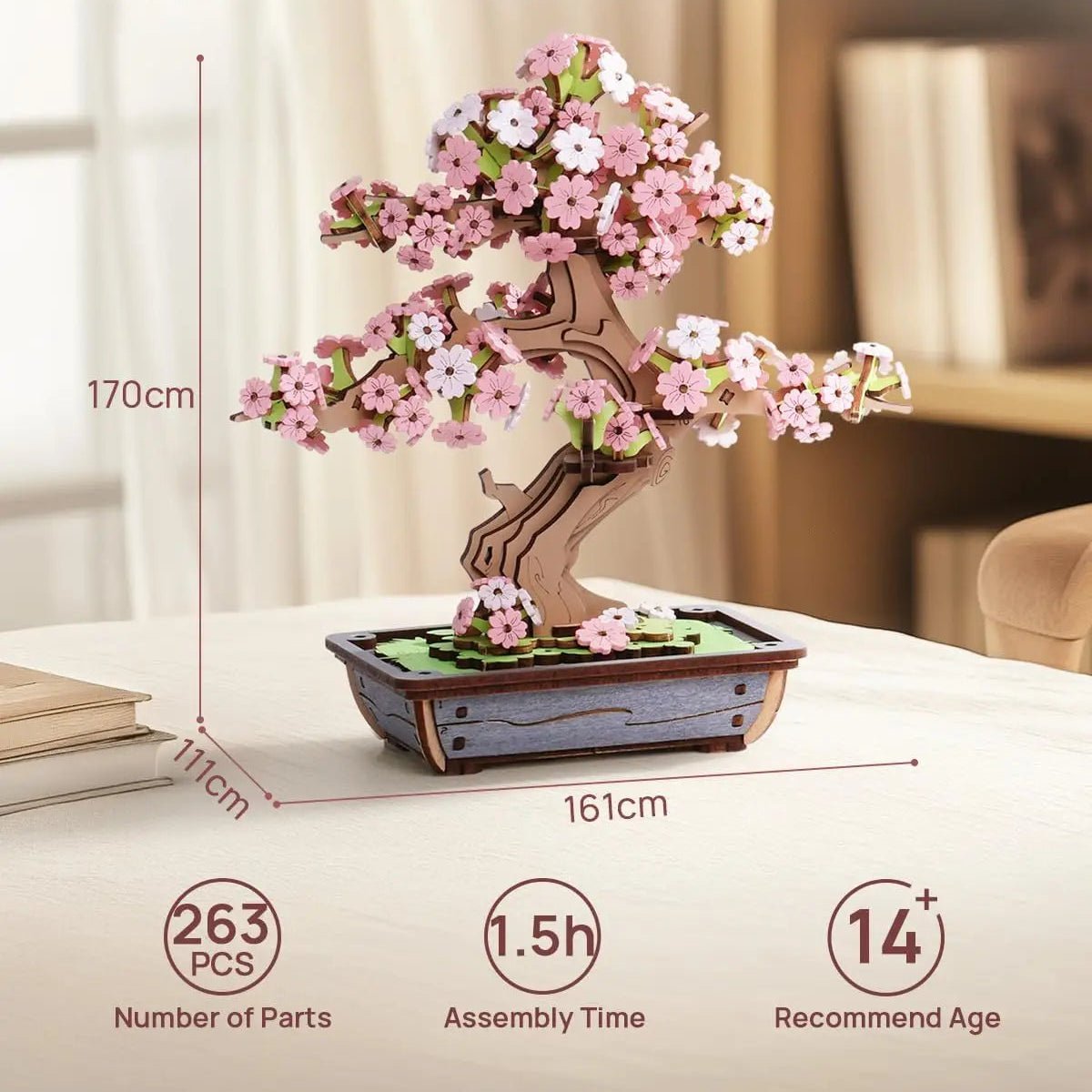 Sakura Bonsai DIY Book Nook Kit by HiNooki – Miniature Bookshelf Insert | Book Lovers Gift, Cozy Home Decor.