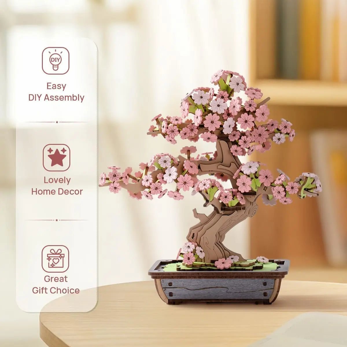 Sakura Bonsai DIY Book Nook Kit by HiNooki – Miniature Bookshelf Insert | Book Lovers Gift, Cozy Home Decor.