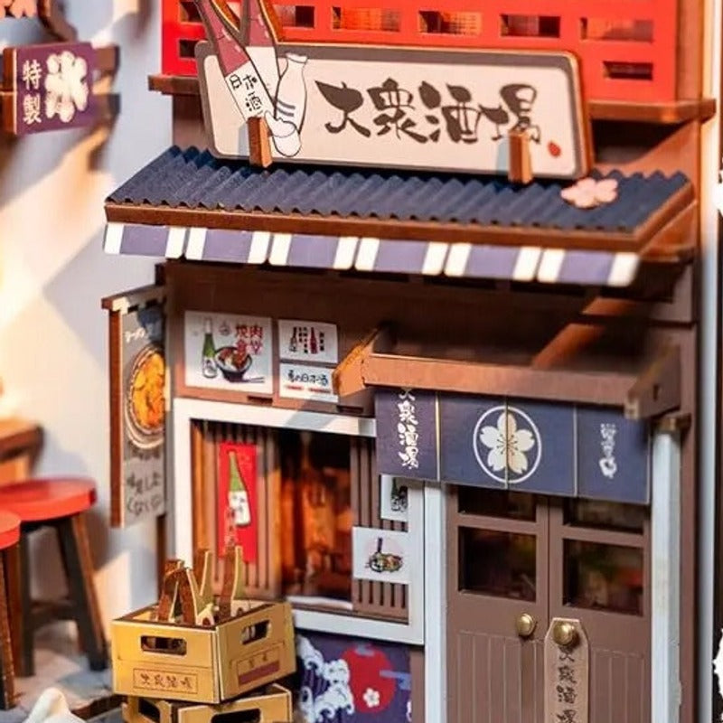 Bottles stacked outside the izakaya