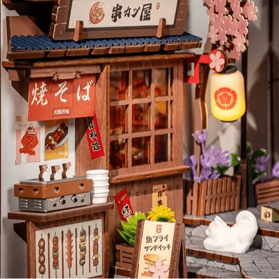 Sakura Wine Alley DIY Book Nook Kit by HiNooki – Miniature Bookshelf Insert | Book Lovers Gift, Cozy Home Decor.