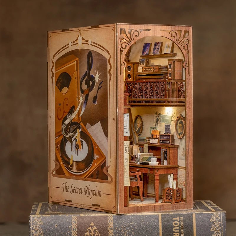 Secret Rhythm DIY Book Nook Kit by HiNooki – Miniature Bookshelf Insert | Book Lovers Gift, Cozy Home Decor.