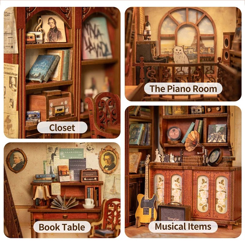 Secret Rhythm DIY Book Nook Kit by HiNooki – Miniature Bookshelf Insert | Book Lovers Gift, Cozy Home Decor.