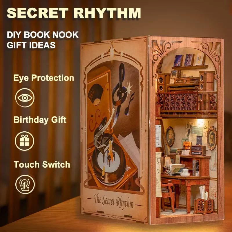 Secret Rhythm DIY Book Nook Kit by HiNooki – Miniature Bookshelf Insert | Book Lovers Gift, Cozy Home Decor.