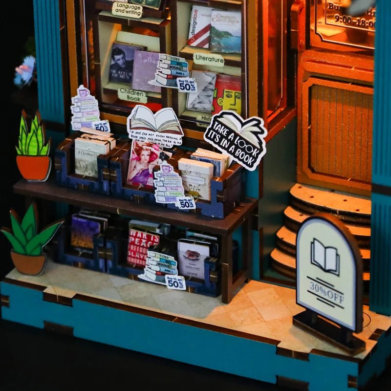 Soul Bookstore DIY Book Nook Kit by HiNooki – Miniature Bookshelf Insert | Book Lovers Gift, Cozy Home Decor.