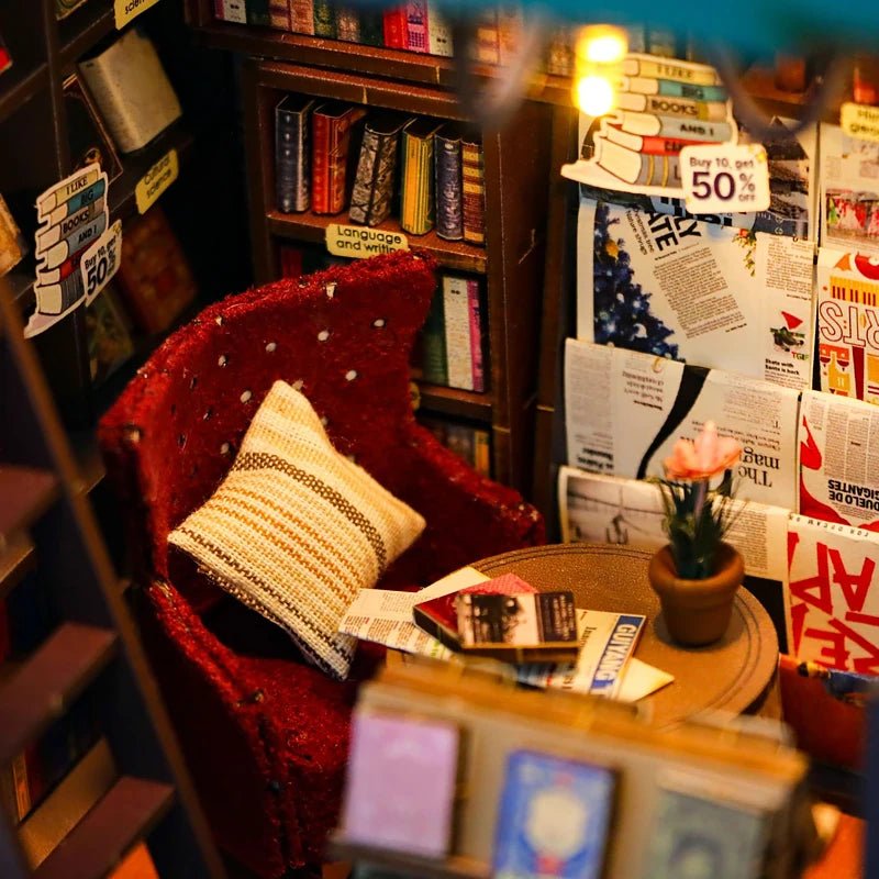 Soul Bookstore DIY Book Nook Kit by HiNooki – Miniature Bookshelf Insert | Book Lovers Gift, Cozy Home Decor.