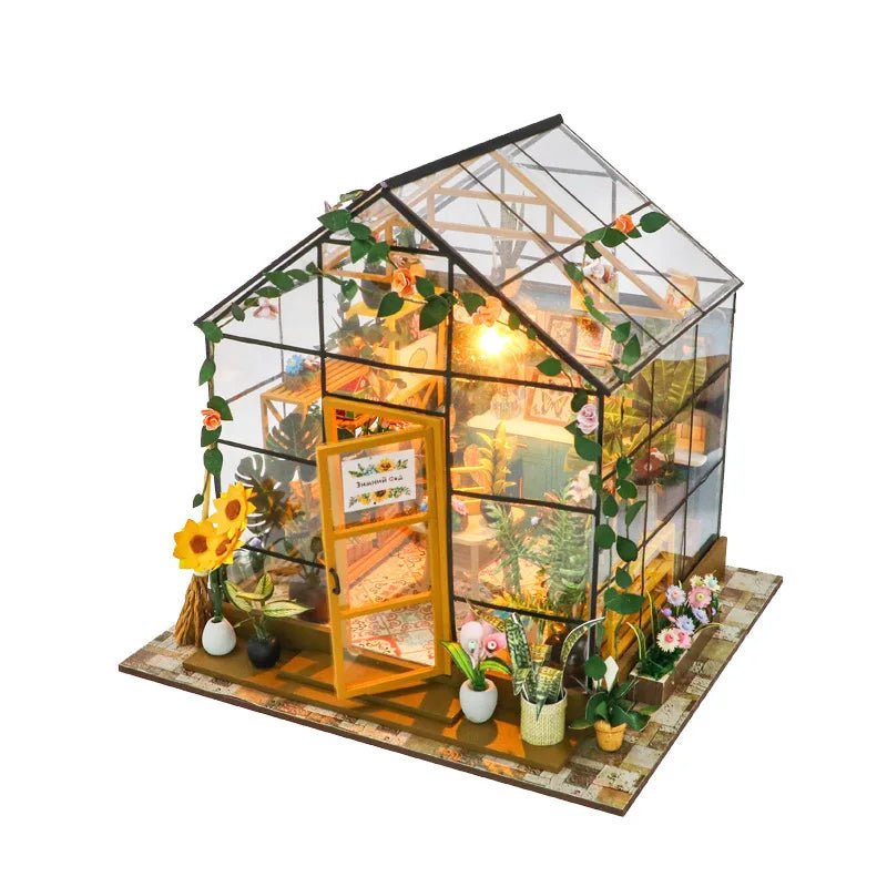 Sunshine Flower House DIY Book Nook Kit by HiNooki – Miniature Bookshelf Insert | Book Lovers Gift, Cozy Home Decor.
