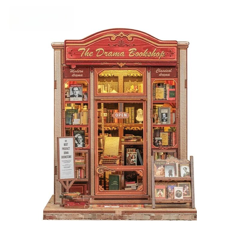 The Drama Bookshop DIY Book Nook Kit by HiNooki – Miniature Bookshelf Insert | Book Lovers Gift, Cozy Home Decor.