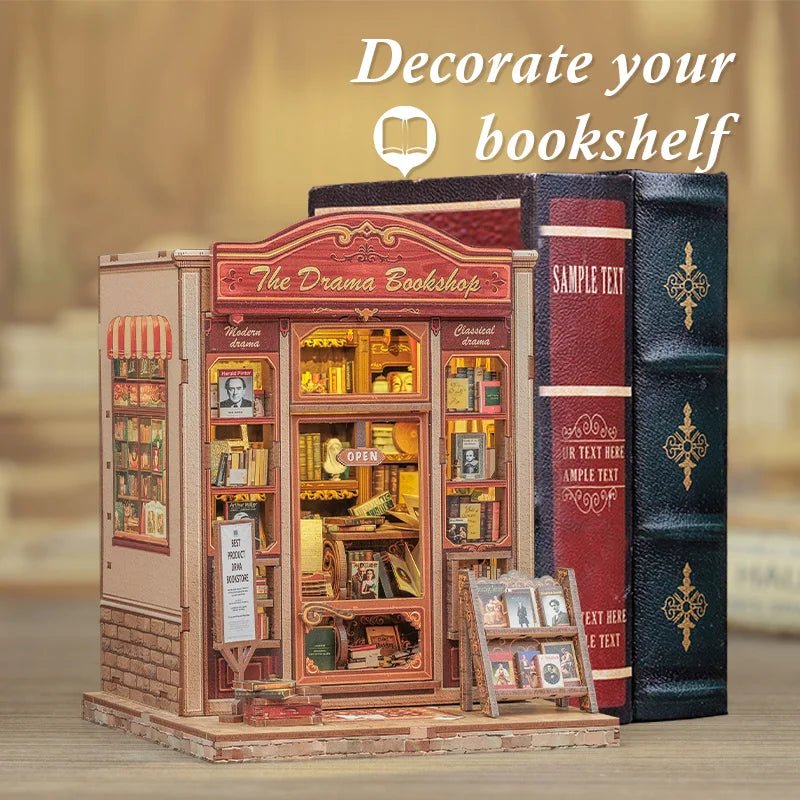 The Drama Bookshop DIY Book Nook Kit by HiNooki – Miniature Bookshelf Insert | Book Lovers Gift, Cozy Home Decor.