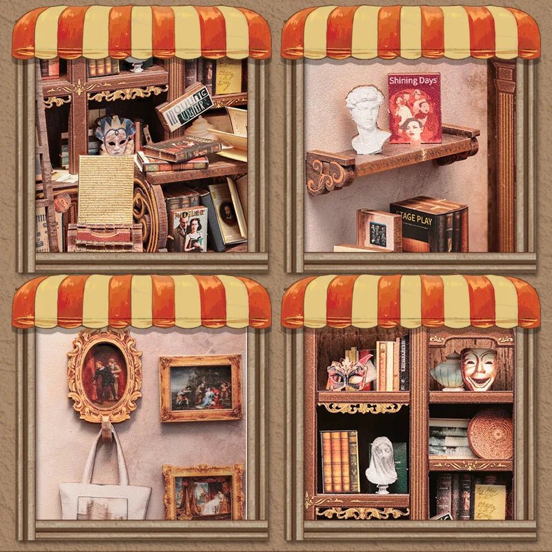 The Drama Bookshop DIY Book Nook Kit by HiNooki – Miniature Bookshelf Insert | Book Lovers Gift, Cozy Home Decor.