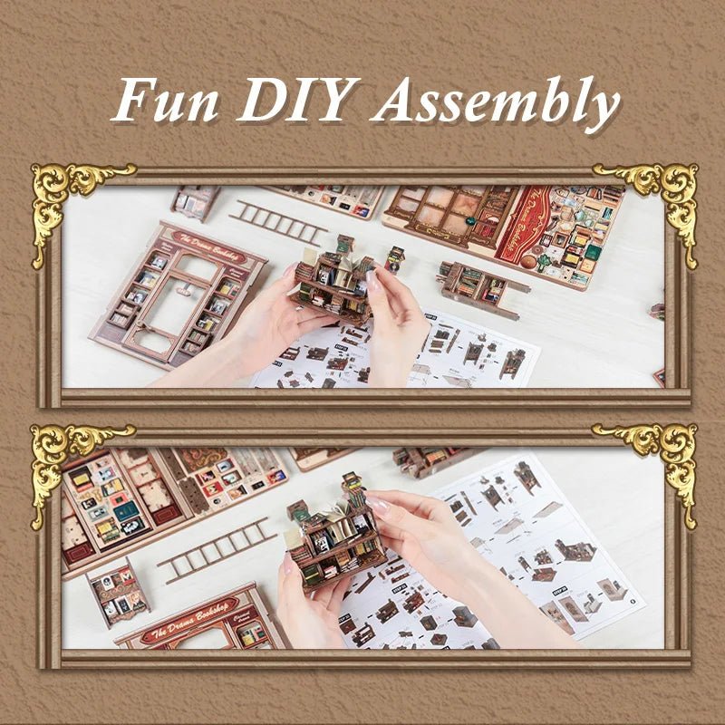 The Drama Bookshop DIY Book Nook Kit by HiNooki – Miniature Bookshelf Insert | Book Lovers Gift, Cozy Home Decor.