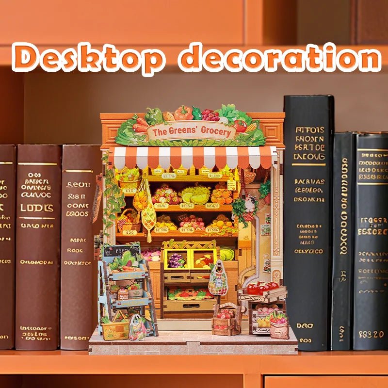 The Green's Grocery DIY Book Nook Kit by HiNooki – Miniature Bookshelf Insert | Book Lovers Gift, Cozy Home Decor.