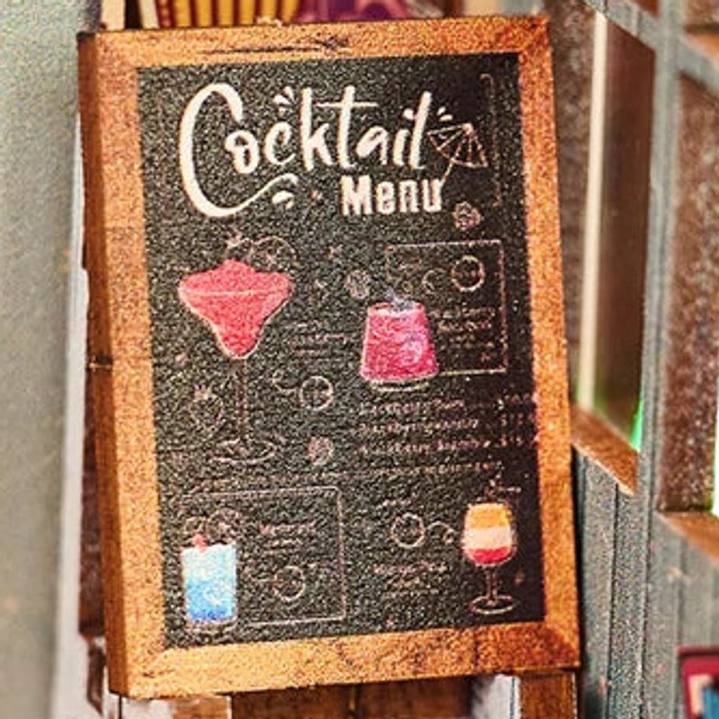 A cocktail menu by the front door