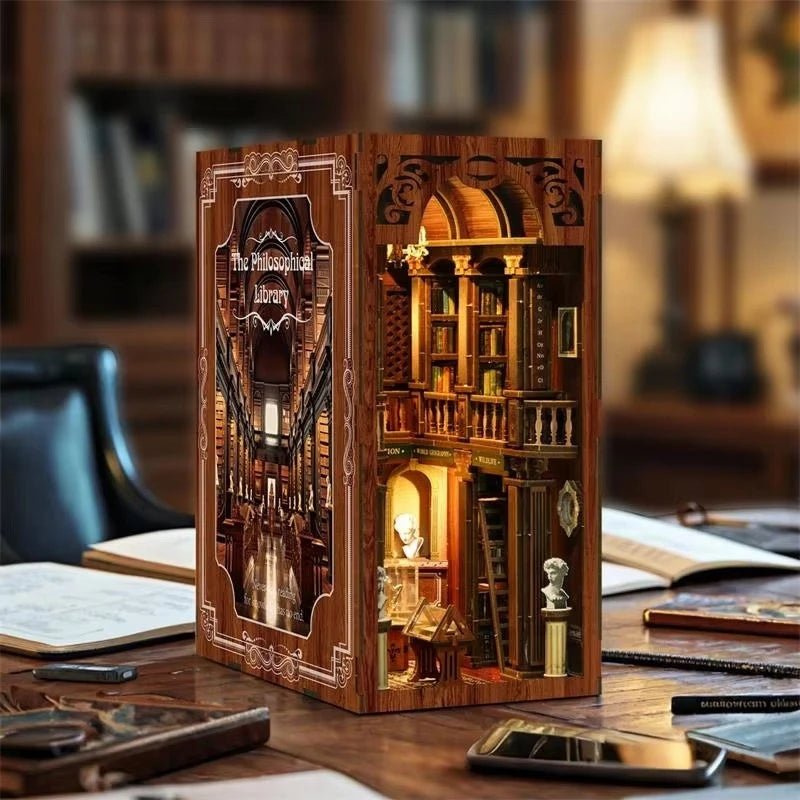 The Philosophical Library DIY Book Nook Kit by HiNooki – Miniature Bookshelf Insert | Book Lovers Gift, Cozy Home Decor.