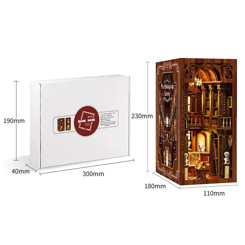 The Philosophical Library DIY Book Nook Kit by HiNooki – Miniature Bookshelf Insert | Book Lovers Gift, Cozy Home Decor.