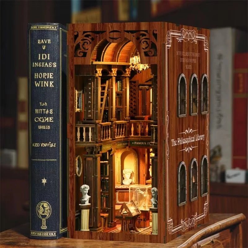The Philosophical Library DIY Book Nook Kit by HiNooki – Miniature Bookshelf Insert | Book Lovers Gift, Cozy Home Decor.